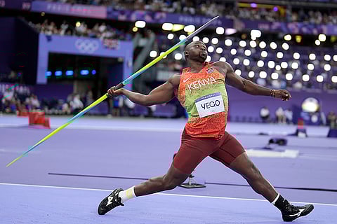 Julius Yego, of Kenya, competes during the men's javelin throw final